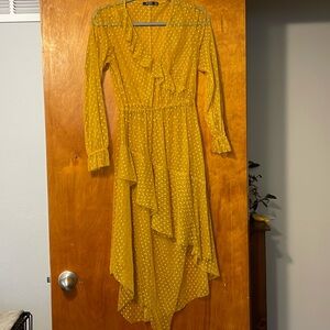 Bershka yellow sheer dress